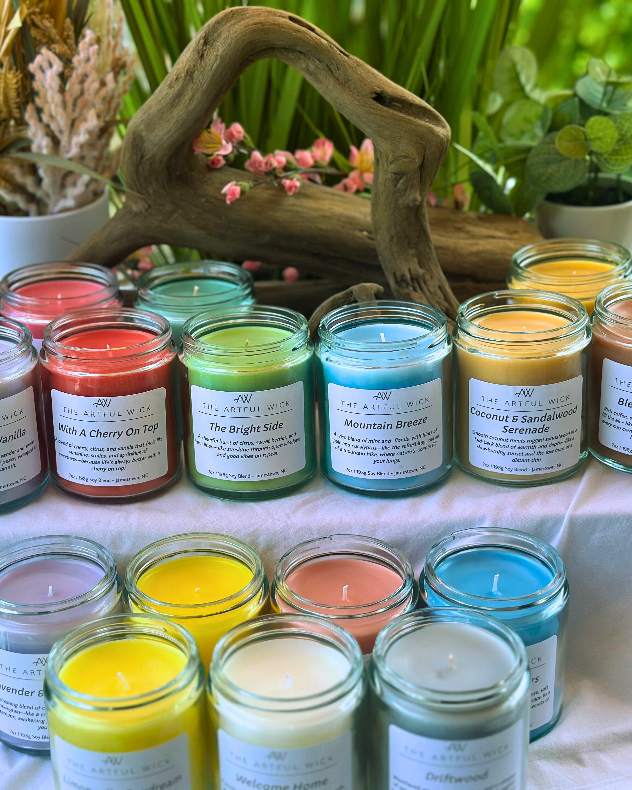 The Artful Wick Color Palette Collection pictured a rainbow of colored candles